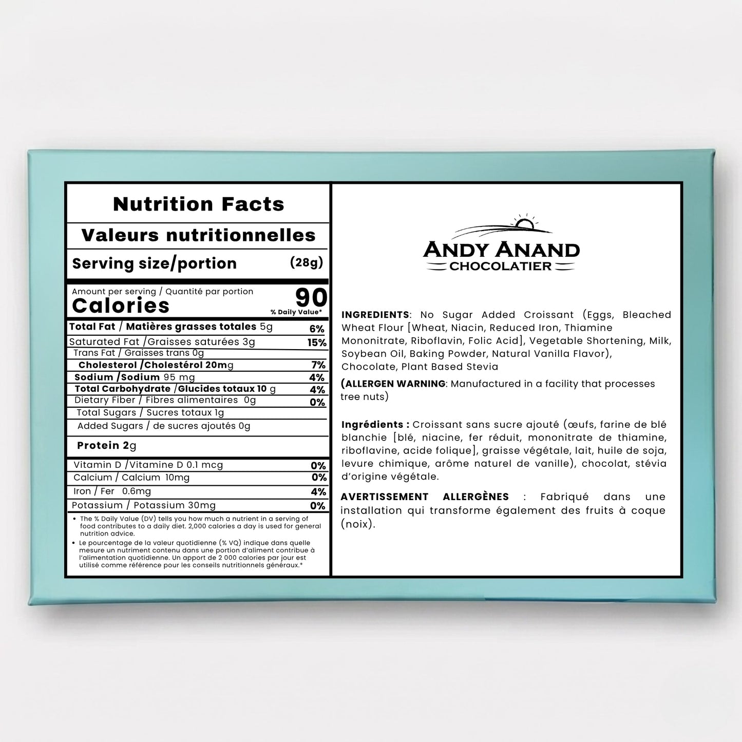 Andy Anand Sugar-Free Dark Chocolate Almond Croissant Cake, 10 pc, 2 lb – Keto & Diabetic-Friendly, Hand-Rolled, Birthday & Holiday Gift