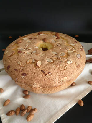 a pound cake made with almonds