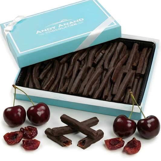 Andy Anand 60% Dark Chocolate Cherry Peel, Vegan, Gluten-Free, 1 lb Gift Box (Approx. 105 Hand-Dipped Pieces) – Premium Italian Gourmet Treat