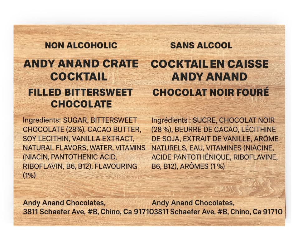 Andy Anand European Cocktail-Flavored Dark Chocolate Bottles, 18 pc, 11.5 oz – Mojito, Limoncello & Gin Tonic, Vegan Birthday Gift Box