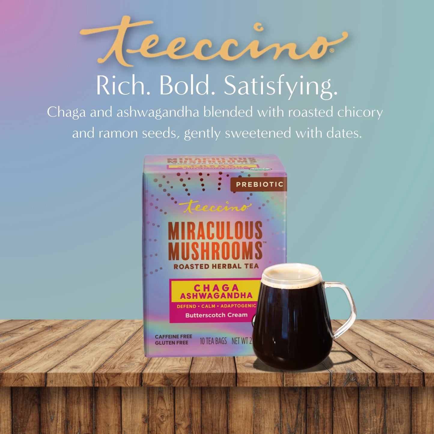 Chaga Ashwagandha Butterscotch Cream Mushroom Herbal Tea