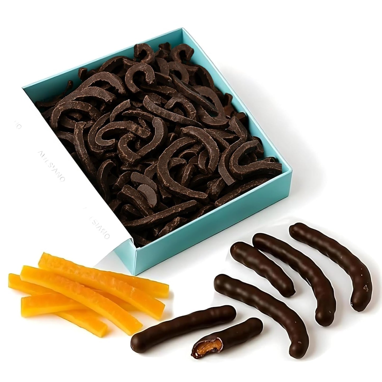 Andy Anand Dark Chocolate Covered Orange Peel Bars, 24 pc, 1 lb – Real Candied Orange Zest, Belgian Chocolate, Birthday & Holiday Gift Box