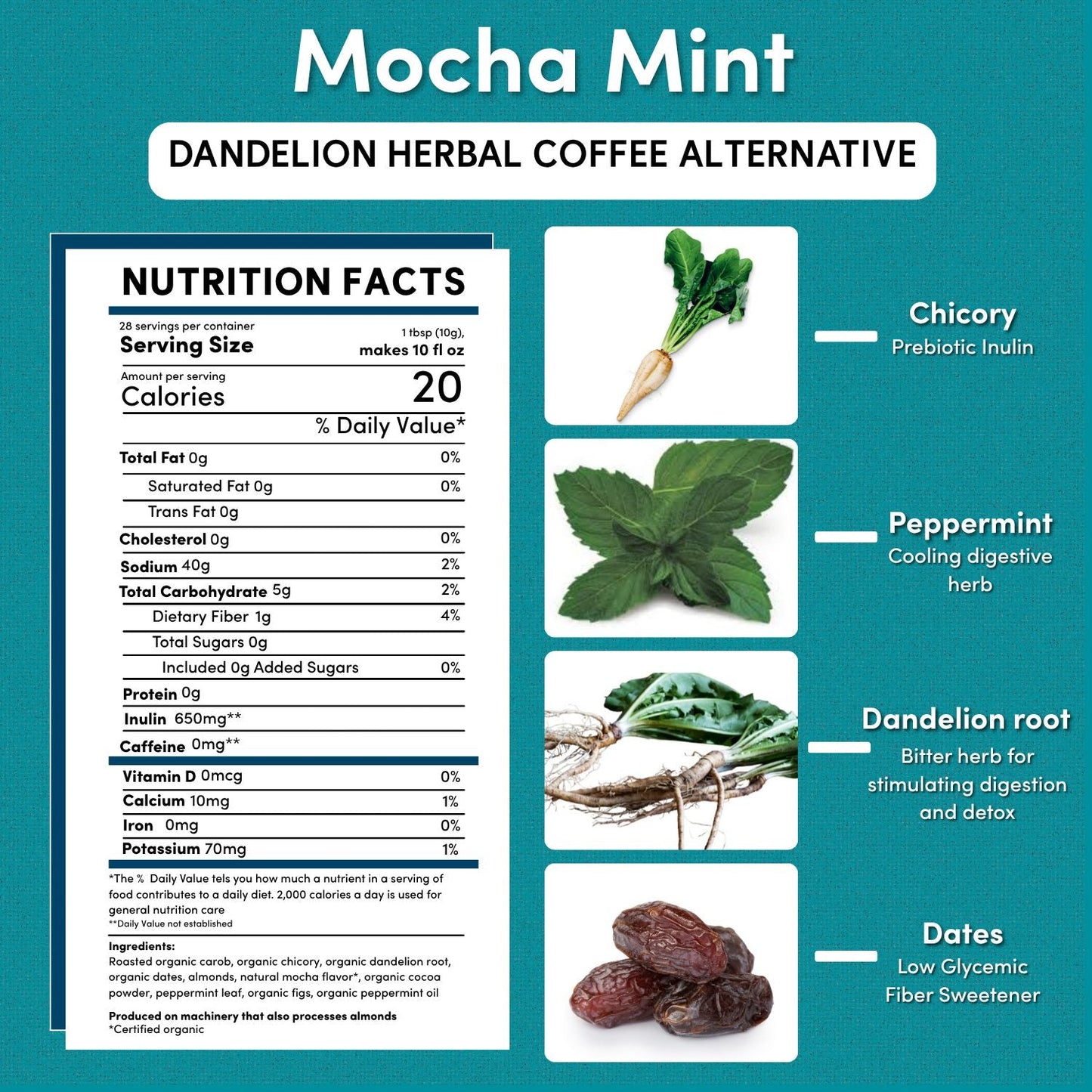 Dandelion Mocha Mint Herbal Coffee