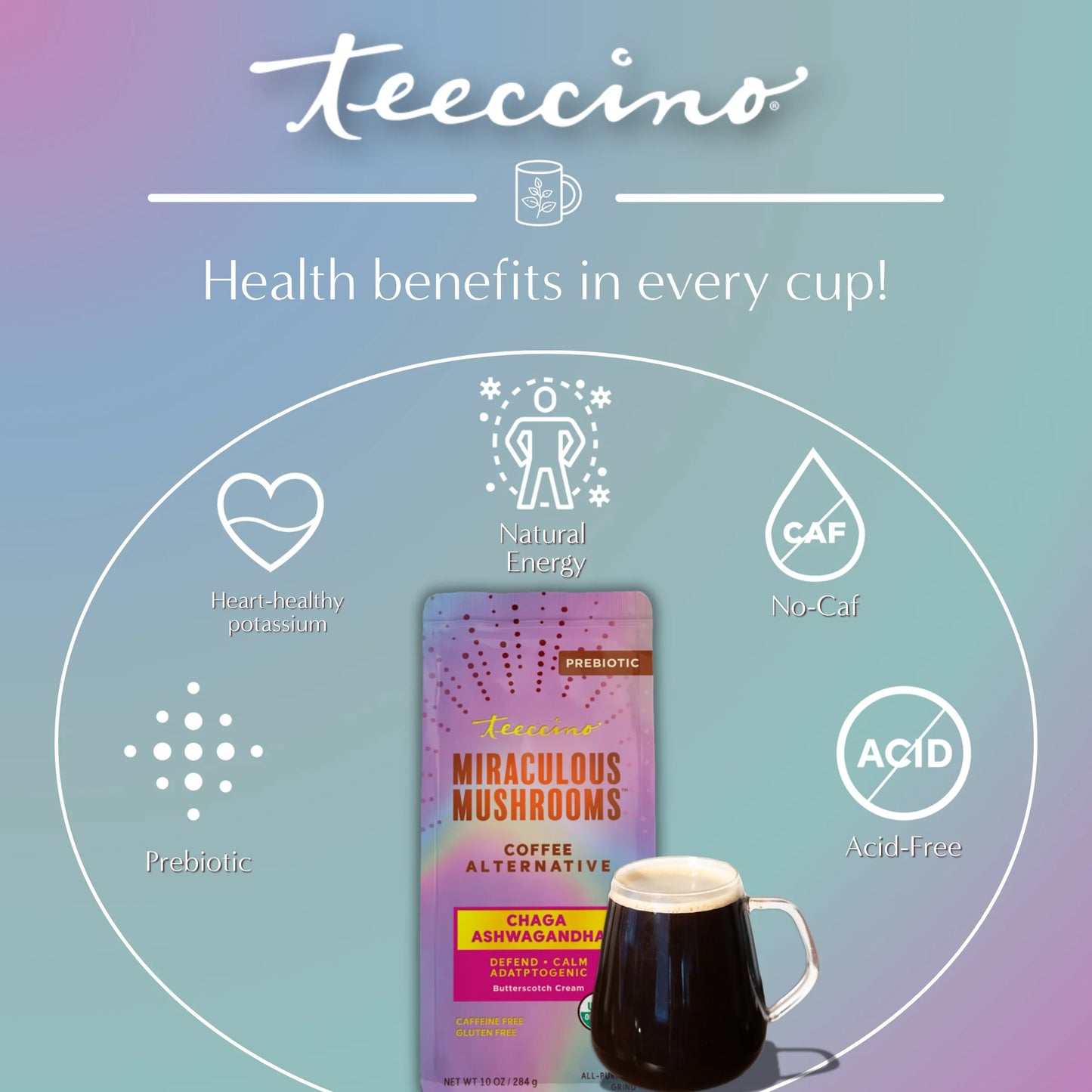 Chaga Ashwagandha Butterscotch Cream Mushroom Herbal Coffee