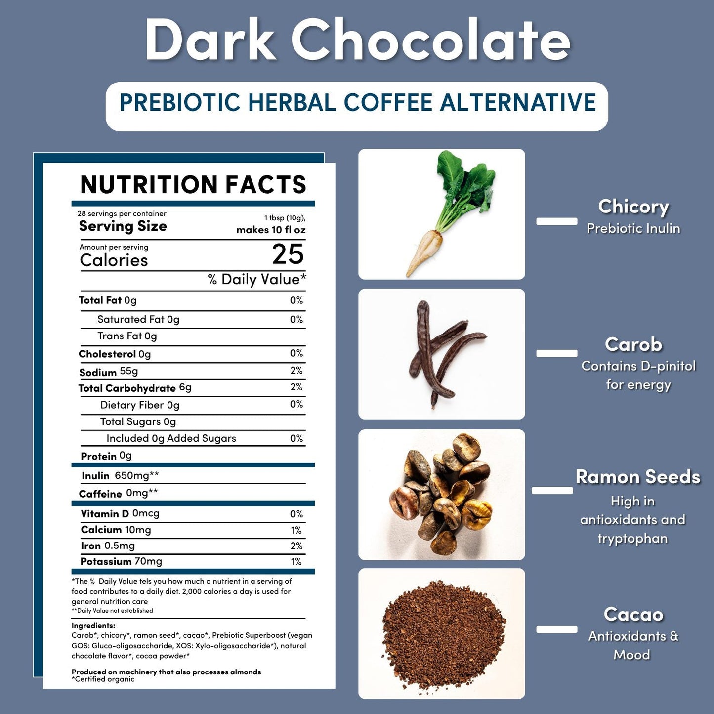 Dark Chocolate Prebiotic SuperBoost Herbal Coffee