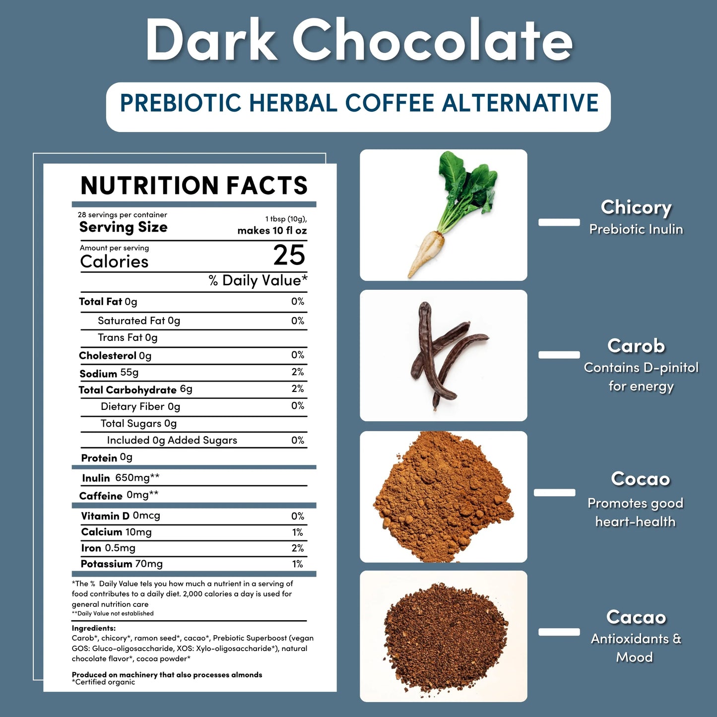 Dark Chocolate Prebiotic SuperBoost Herbal Coffee