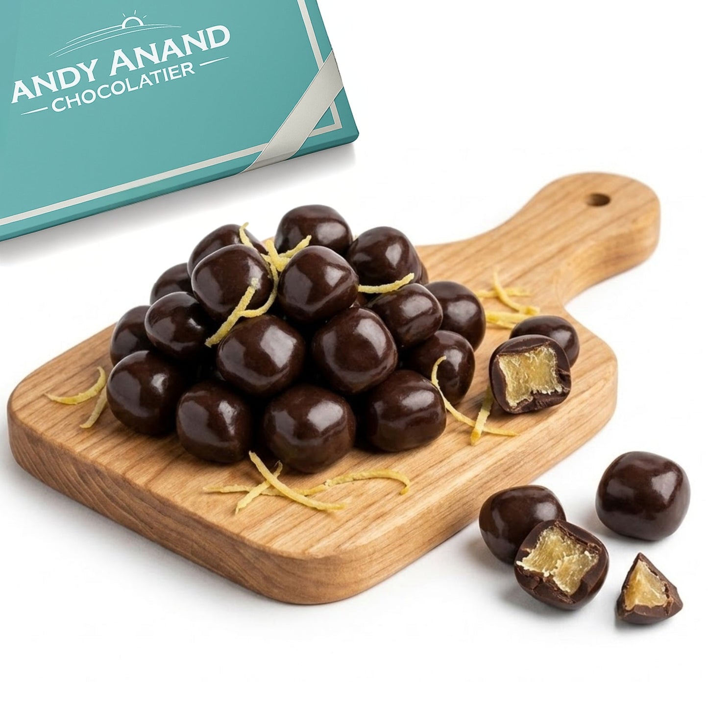 Andy Anand Dark Chocolate Covered California Ginger, 1 lb – No Artificial Additives, Luxurious Handcrafted Gourmet Birthday & Holiday Gift