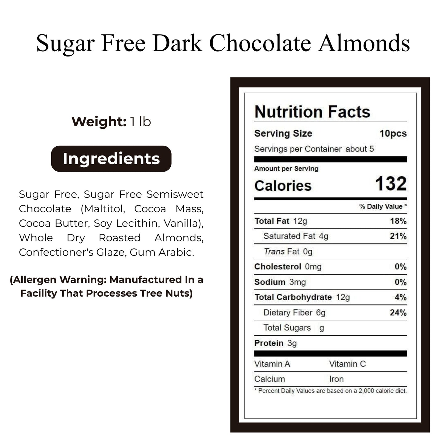Andy Anand Sugar-Free Vegan Dark Chocolate Almonds, 1 lb – Plant-Based, Gluten-Free, Keto & Diabetic-Friendly, No Added Sugar Birthday Gift