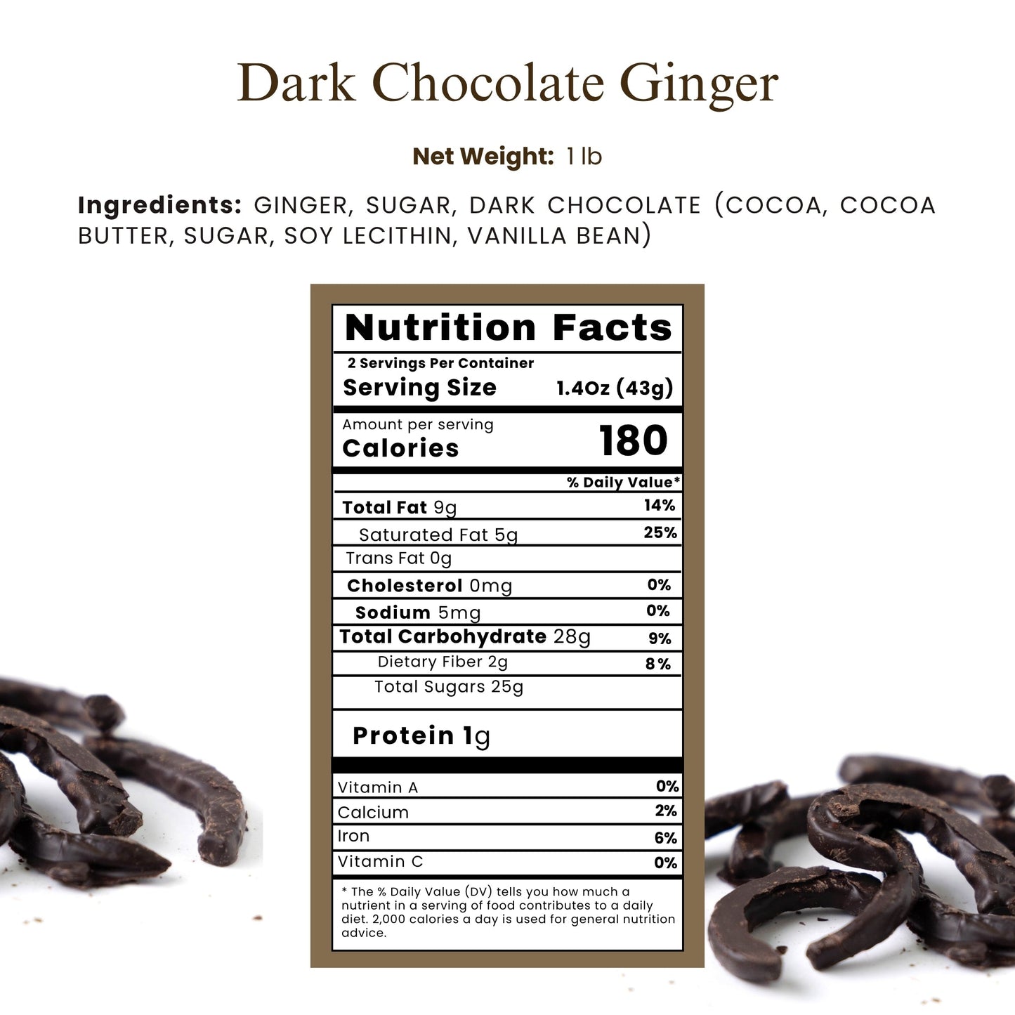 Andy Anand Dark Chocolate Covered Fresh Ginger, 1 lb – Belgian Dark Chocolate, Bold Sweet & Spicy Flavor, Gourmet Handcrafted Holiday Gift
