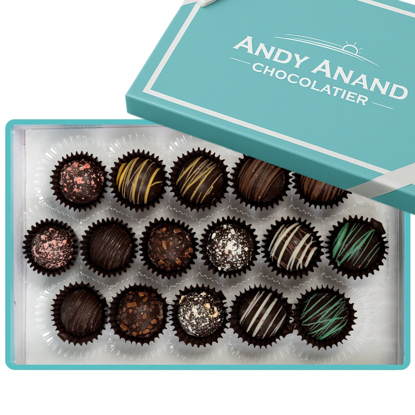 Andy Anand Artisan Dark Chocolate Truffles, 24 pc – Handmade Assorted Flavors, 60% Cocoa Butter, Gourmet Birthday & Holiday Gift Collection
