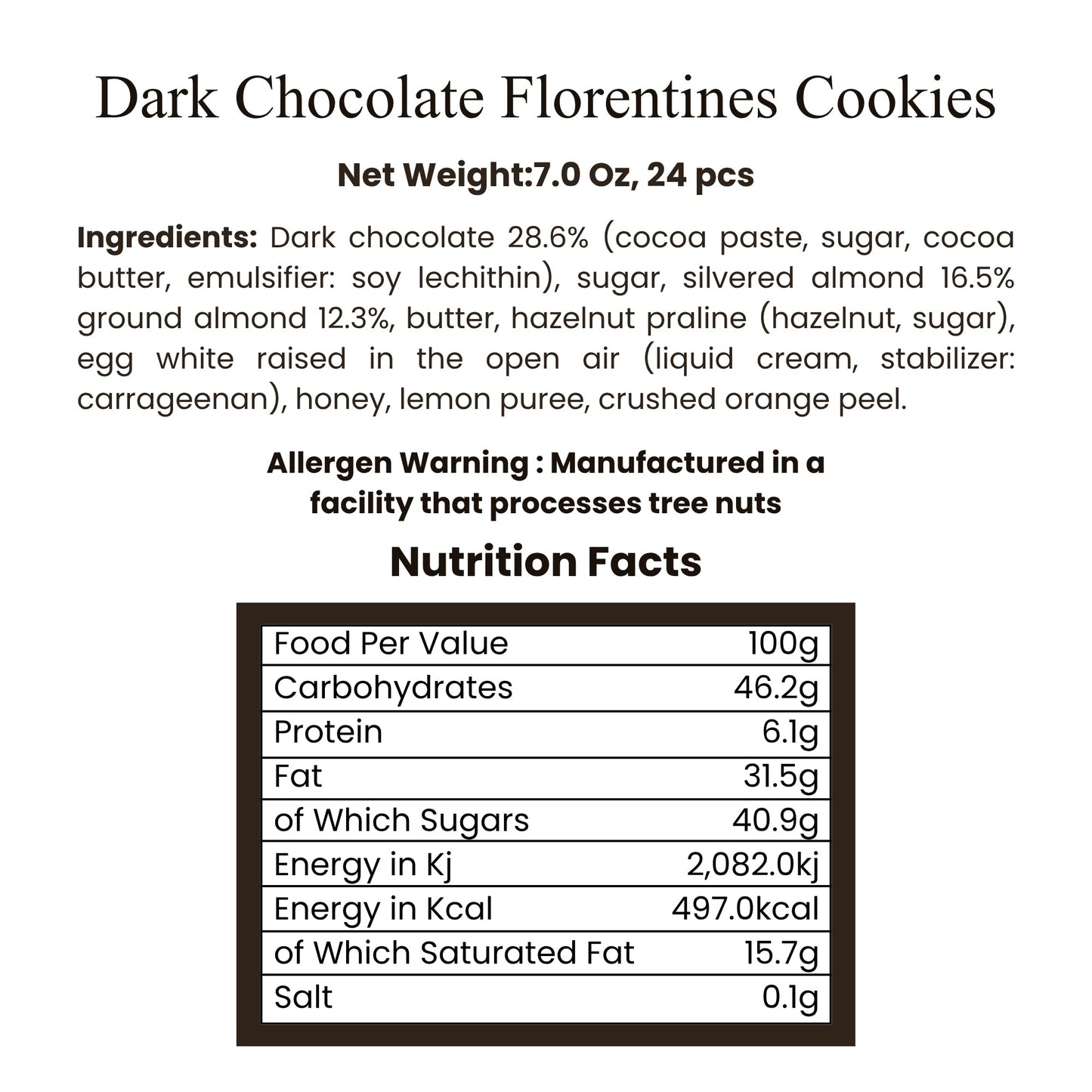 Andy Anand Dark Chocolate Florentine Biscuit Cookies, Orange & Almond, 24 pc – Imported from France, Gourmet Birthday & Holiday Gift Box