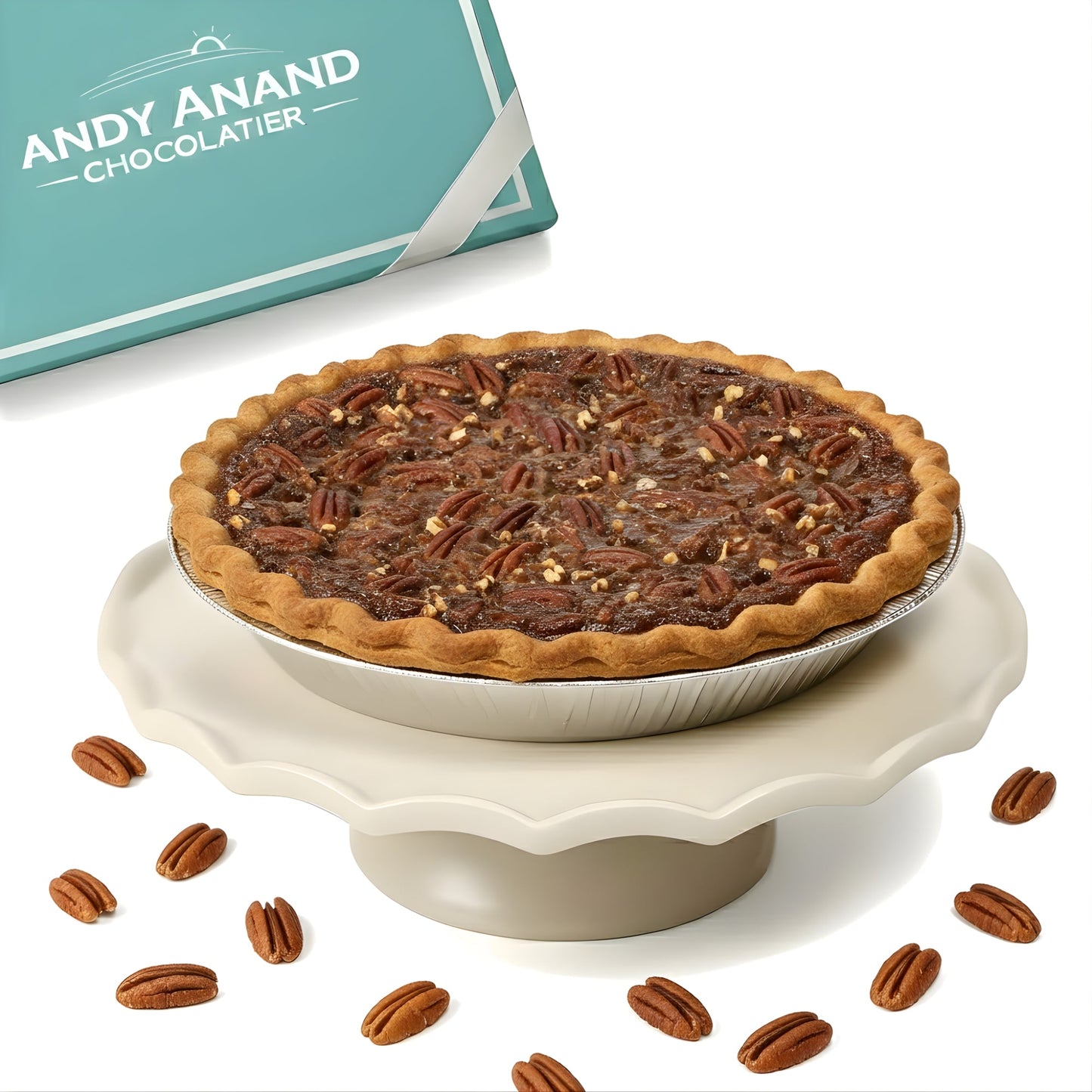 Andy Anand Sugar-Free Dark Chocolate Pecan Pie, 2 lb – Keto & Diabetic-Friendly, Real Toasted Pecans, Flaky Crust, Birthday & Holiday Gift