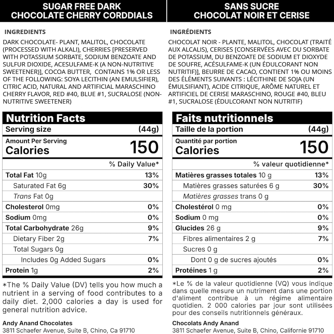 Andy Anand Sugar-Free Dark Chocolate Cherry Cordials, 48 pc – Plant-Based, Liquid Center, Diabetic-Friendly, Vegan Chocolate Birthday Gift