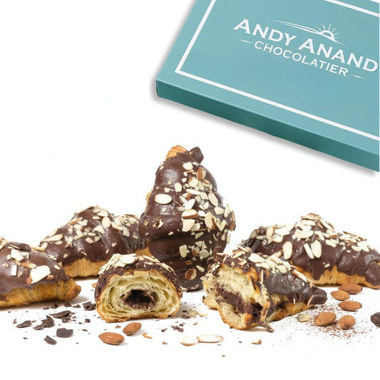 Andy Anand Sugar-Free Dark Chocolate Almond Croissant Cake, 10 pc, 2 lb – Keto & Diabetic-Friendly, Hand-Rolled, Birthday & Holiday Gift