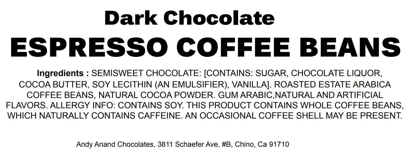 Andy Anand Dark Chocolate Covered Coffee Espresso Beans, 1 lb – Gourmet Gift Box for Men & Women, Birthday, Valentine's & Christmas Holiday