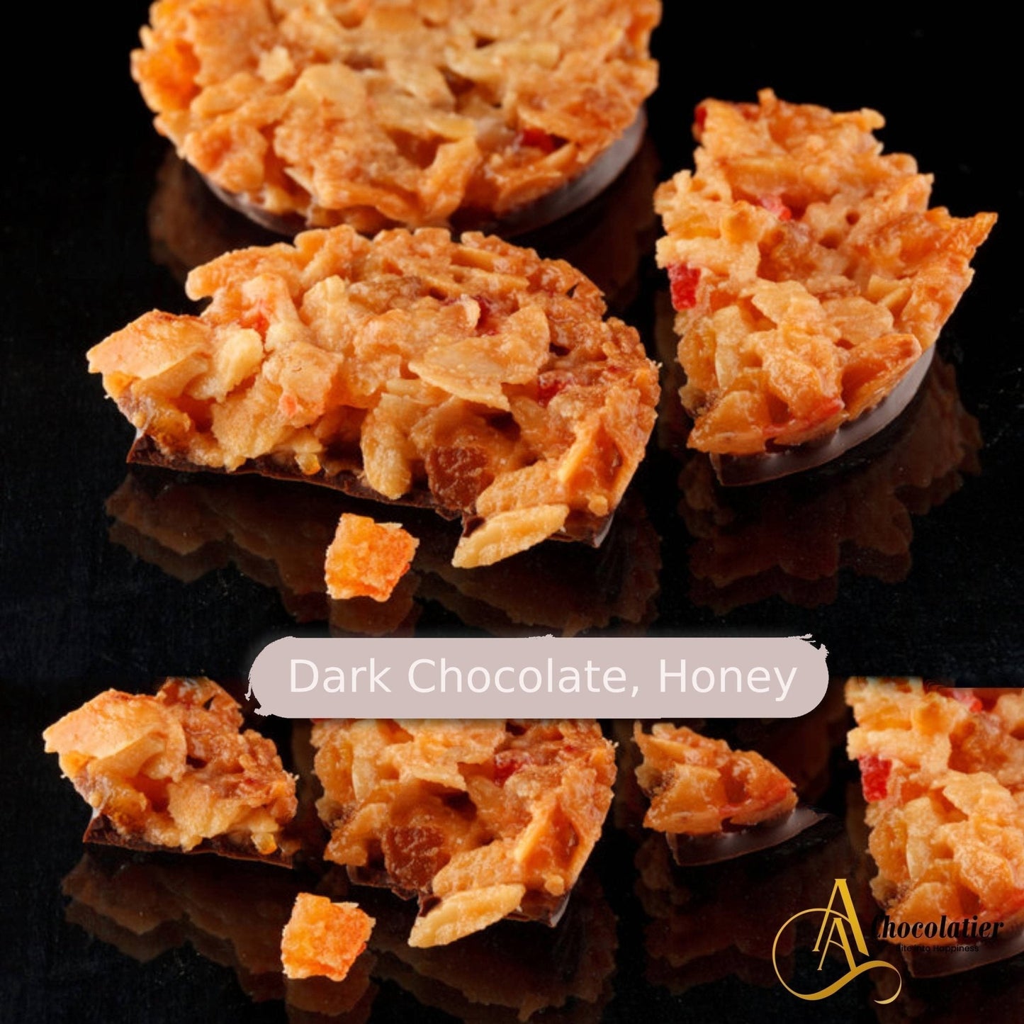 Andy Anand Dark Chocolate Florentine Biscuit Cookies, Orange & Almond, 24 pc – Imported from France, Gourmet Birthday & Holiday Gift Box
