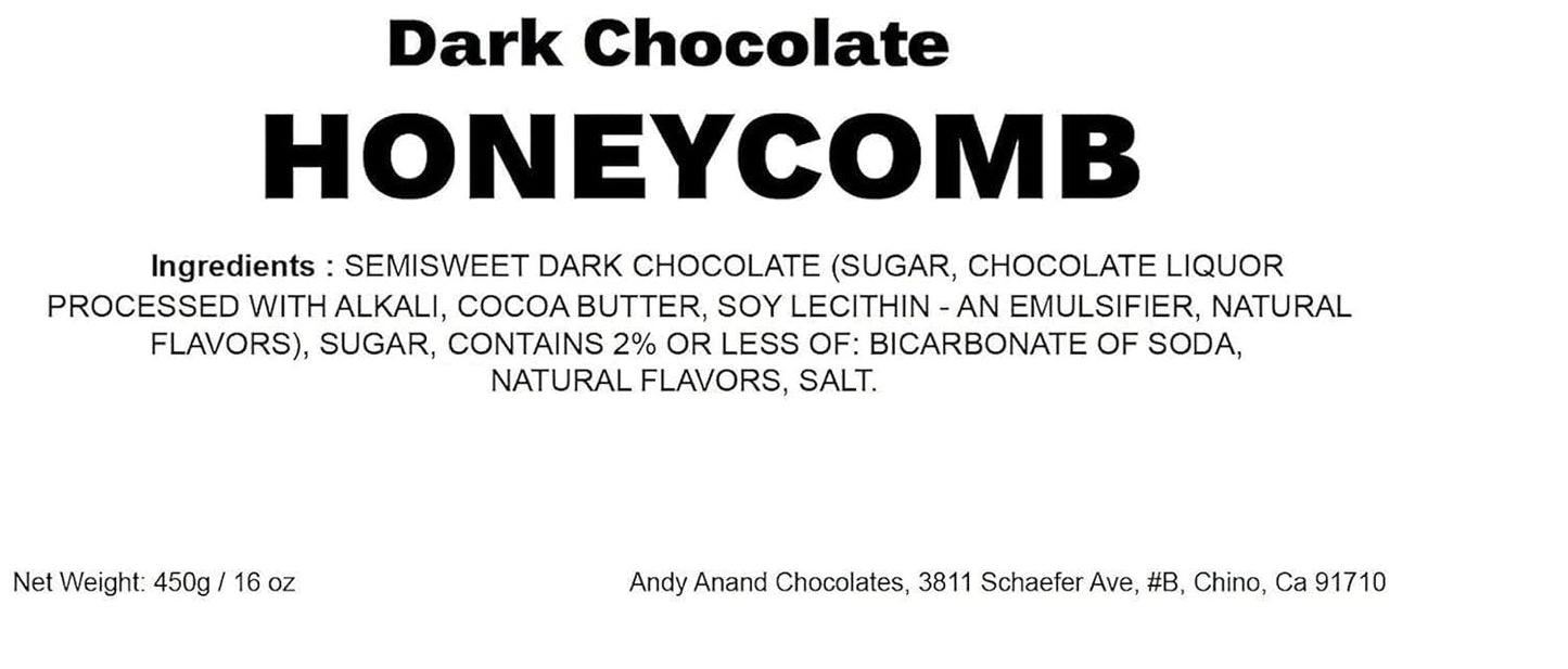 Andy Anand Luxurious Dark Chocolate Honeycomb, 1 lb – Gourmet Gift Box, All-Natural, No Preservatives, Vegan Indulgence, Birthday Gift Box