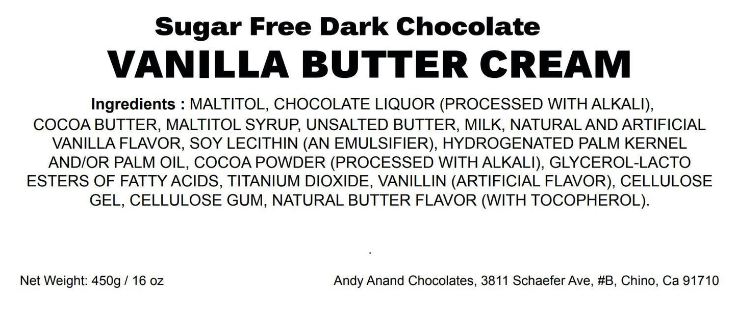 Andy Anand Sugar-Free Vanilla Butter Cream Dark Chocolates, 25 pc – Diabetic-Friendly, Keto, Gluten-Free, Birthday & Valentine's Gift Box