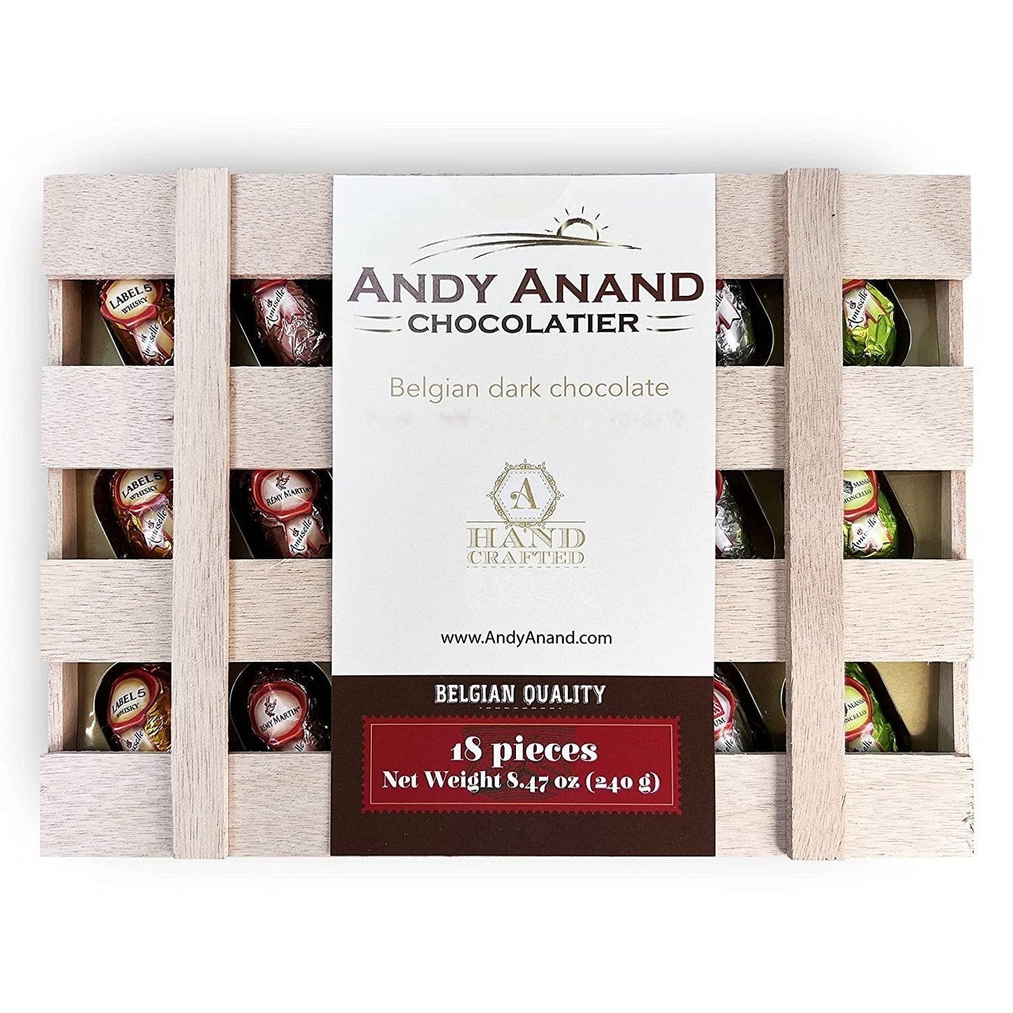 Andy Anand European Dark Chocolate Assortment, 18 pc – Premium Flavor-Inspired Selection, Rich & Intense Gourmet Chocolates, Birthday Gift