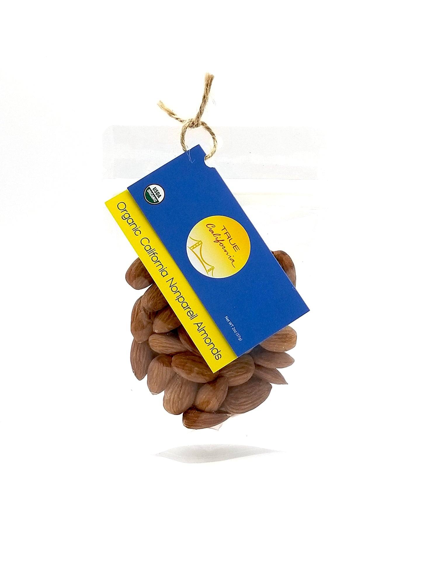 True California Organic Natural Unsalted Nonpareil Almonds in a compostable 2oz bag