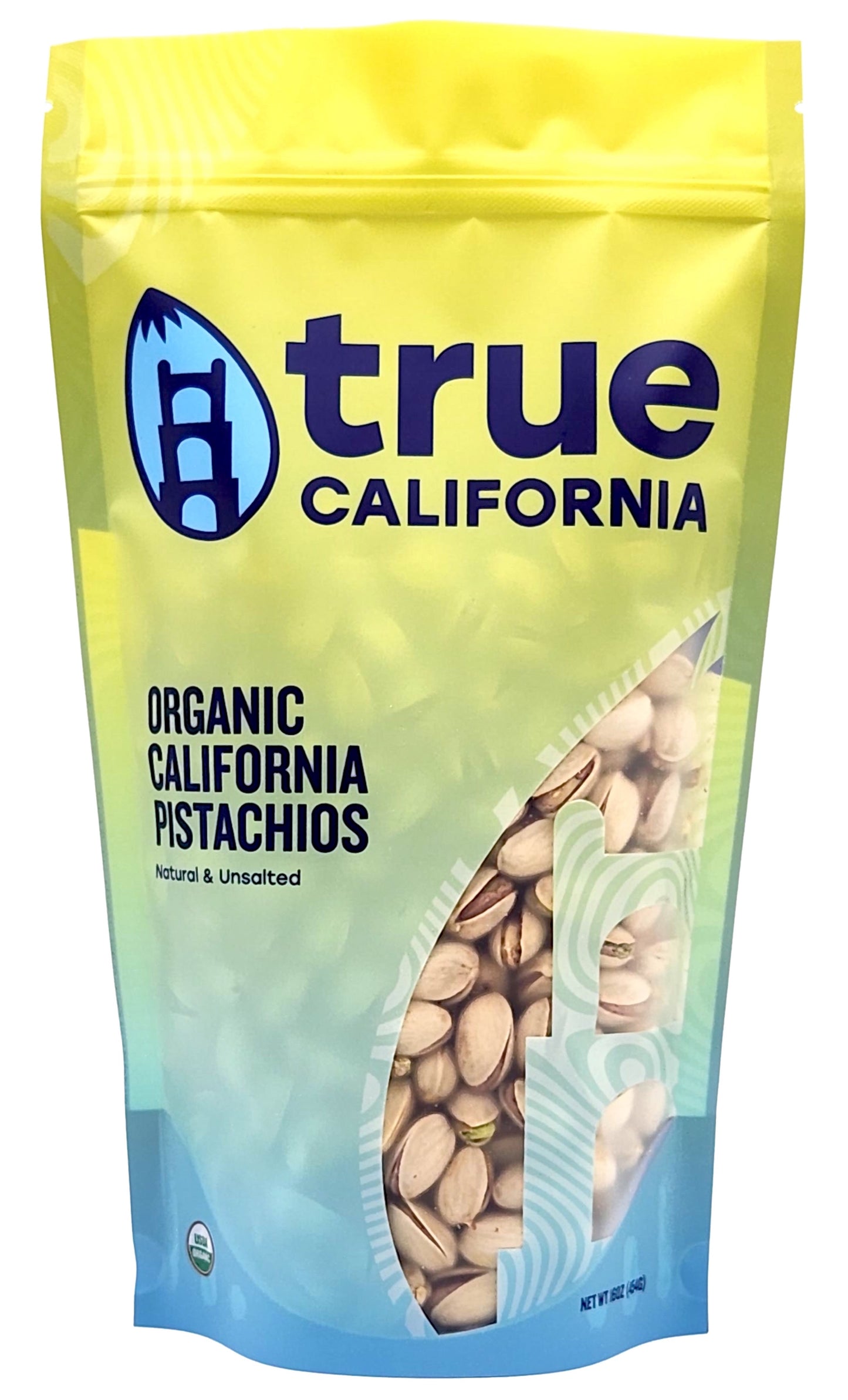 True California Organic Raw Natural Unsalted Pistachios in a 1LB package